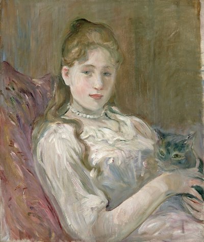 猫を持つ少女、1892 作： Berthe Morisot